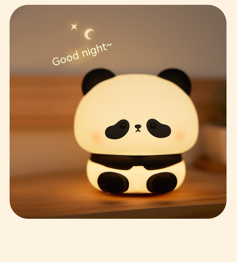 Panda Head Silicone Seven-color Night Light Creative Desk Lamp Home Decor