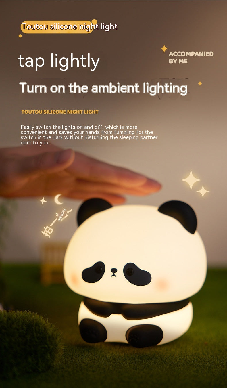 Panda Head Silicone Seven-color Night Light Creative Desk Lamp Home Decor