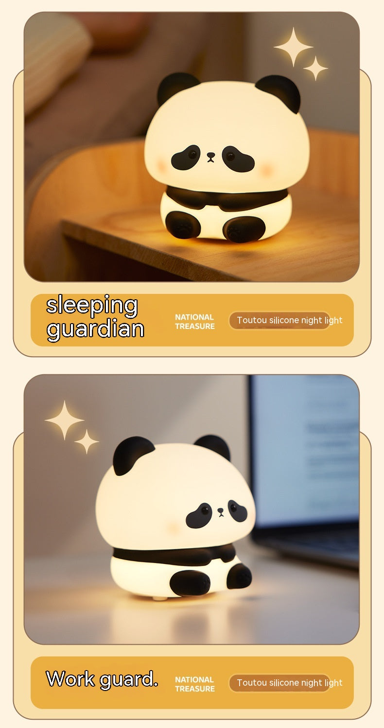 Panda Head Silicone Seven-color Night Light Creative Desk Lamp Home Decor