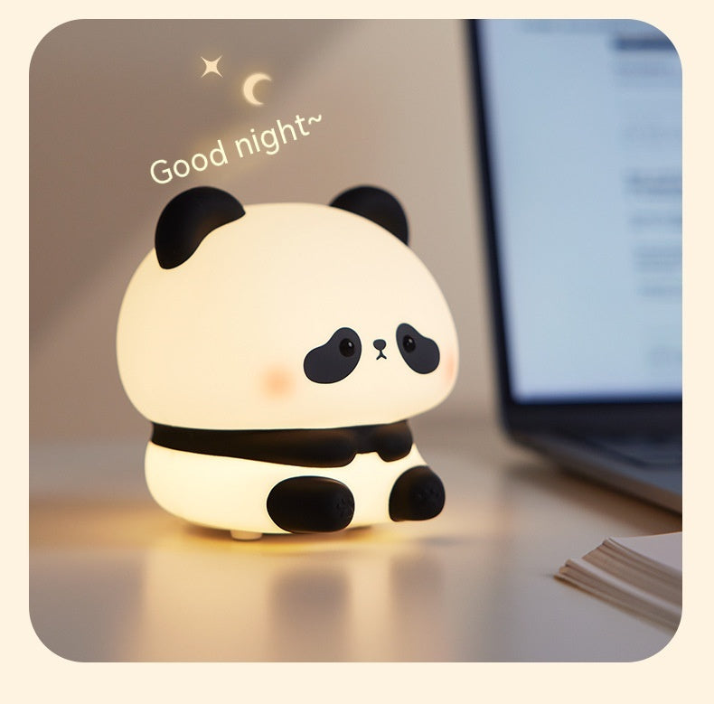 Panda Head Silicone Seven-color Night Light Creative Desk Lamp Home Decor