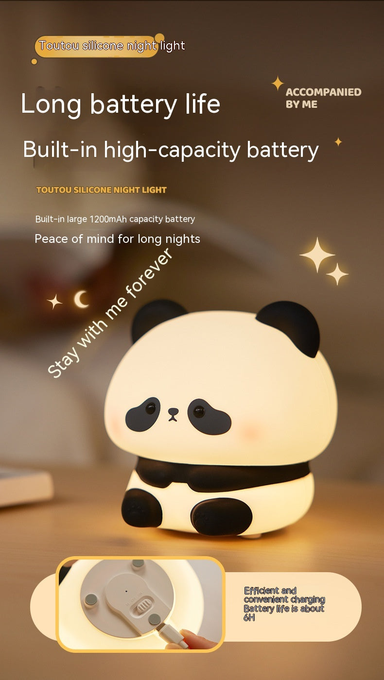 Panda Head Silicone Seven-color Night Light Creative Desk Lamp Home Decor