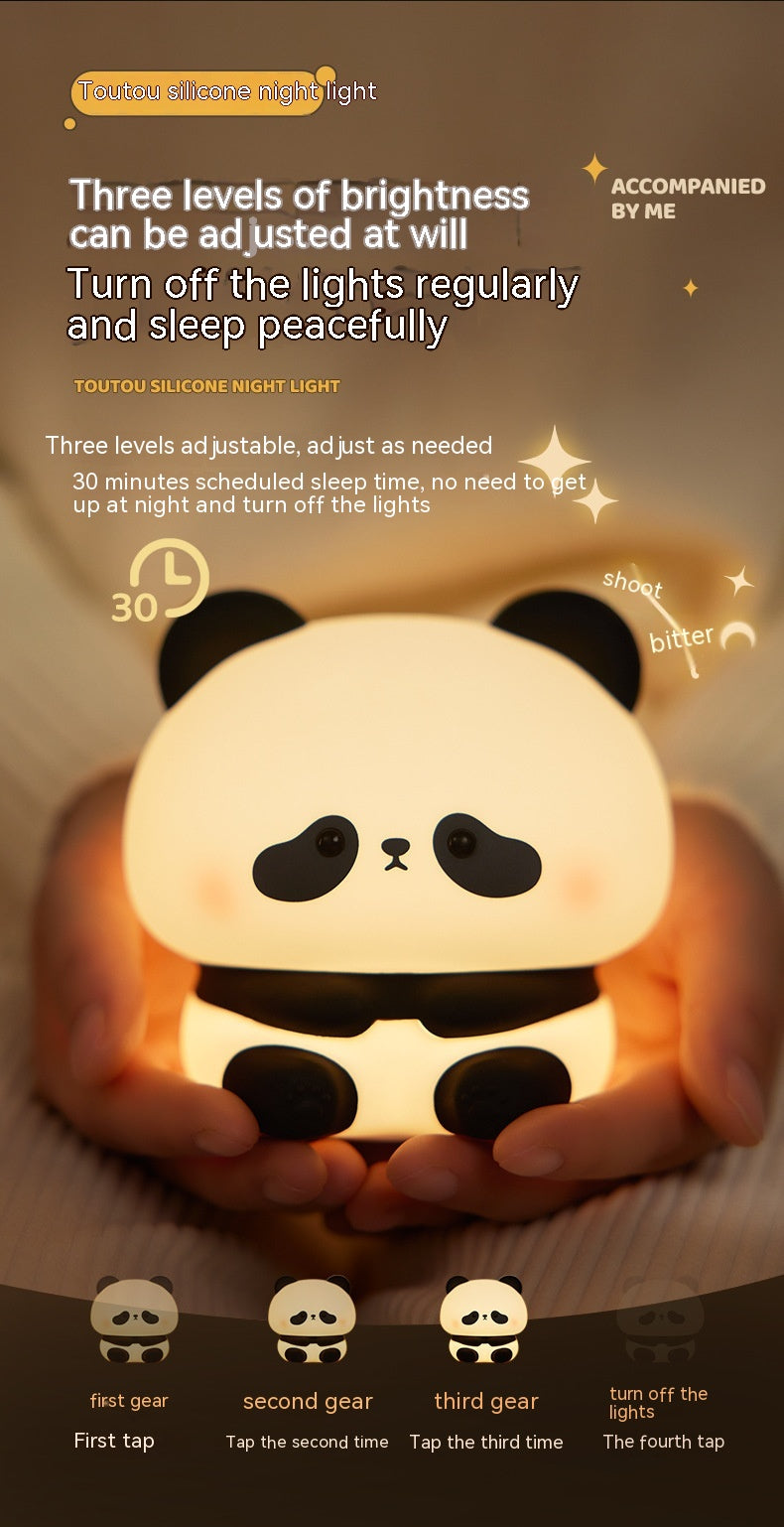 Panda Head Silicone Seven-color Night Light Creative Desk Lamp Home Decor
